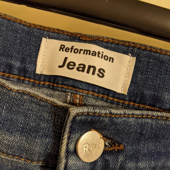 Reformation Harper Mid-Rise Skinny Jeans Destin Wash 28 - Picture 4 of 10